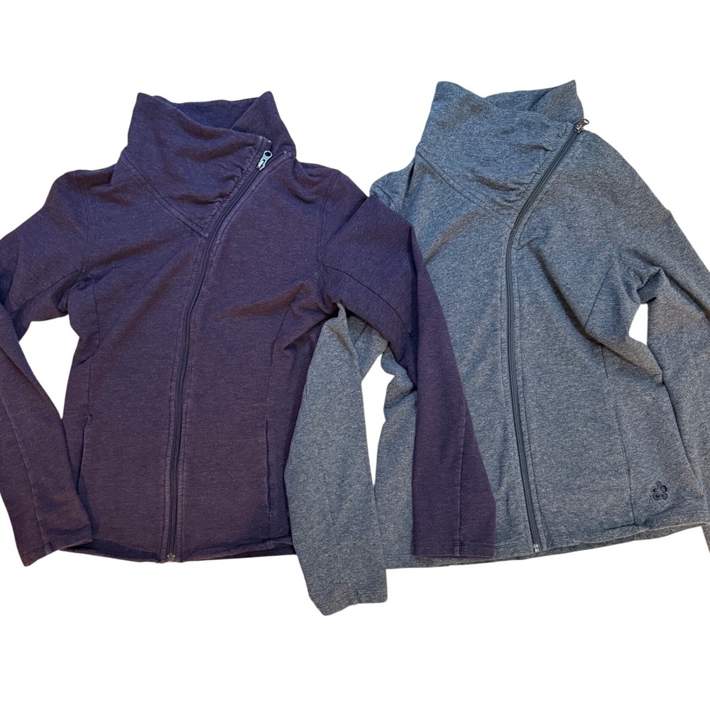 Tuff Athletics Asymmetrical Zip Jacket Athleisure Purple Grey Women's Size S
